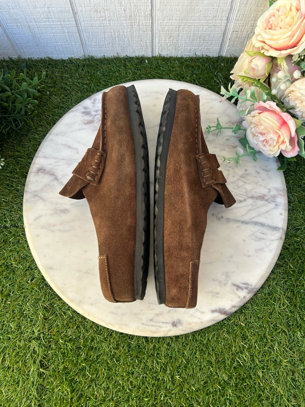 Birkenstock Brown Suede Penny Mule Clogs - Picture 12 of 16